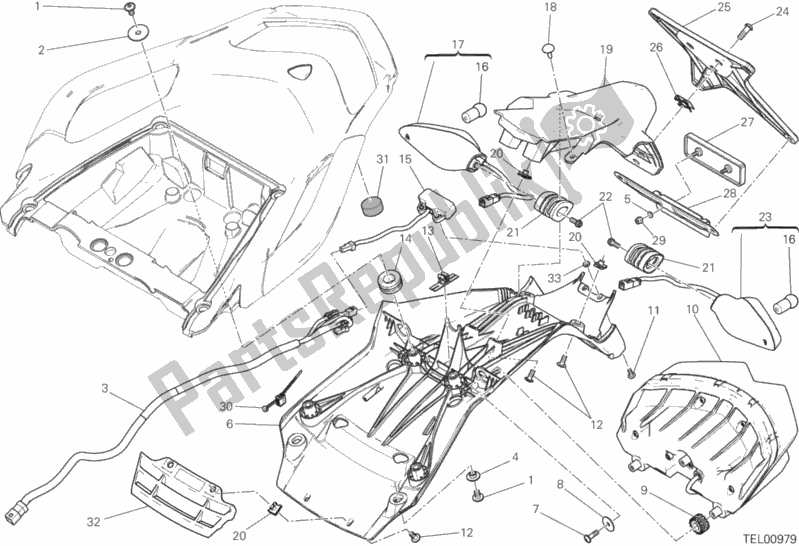 Todas las partes para Soporte De Matrícula - Luz Trasera de Ducati Multistrada 1200 S D-air 2017